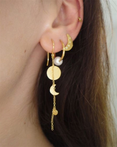 Stine A - Sun And Moon With Chain Single Ørering - Guldfarvet